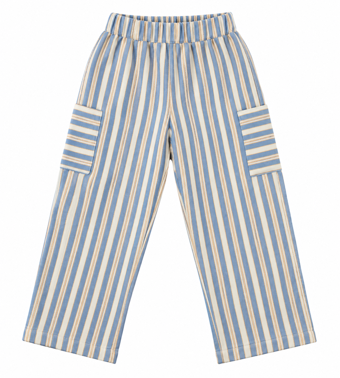 Striped Organic Viyella Pants - Blue