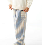 Striped Organic Viyella Pants - Blue